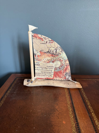 Amish Handmade Driftwood Sailboat Decor | Coastal Nautical Home Accent | Beach House Rustic Wood Boat | Lake House Shelf Decor | Unique Gift