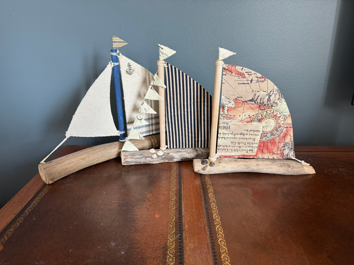 Amish Handmade Driftwood Sailboat Decor | Coastal Nautical Home Accent | Beach House Rustic Wood Boat | Lake House Shelf Decor | Unique Gift