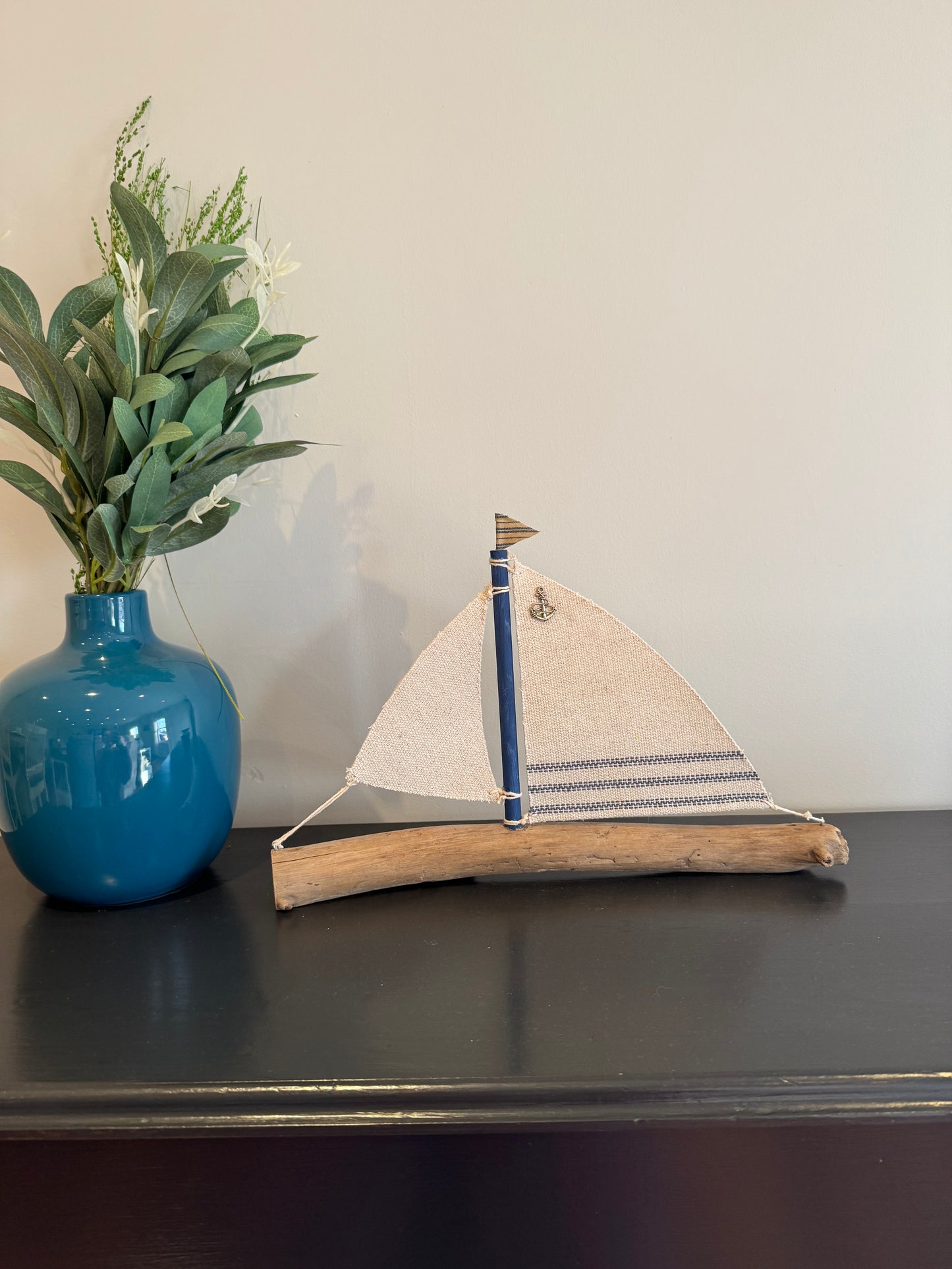 Amish Handmade Driftwood Sailboat Decor | Coastal Nautical Home Accent | Beach House Rustic Wood Boat | Lake House Shelf Decor | Unique Gift