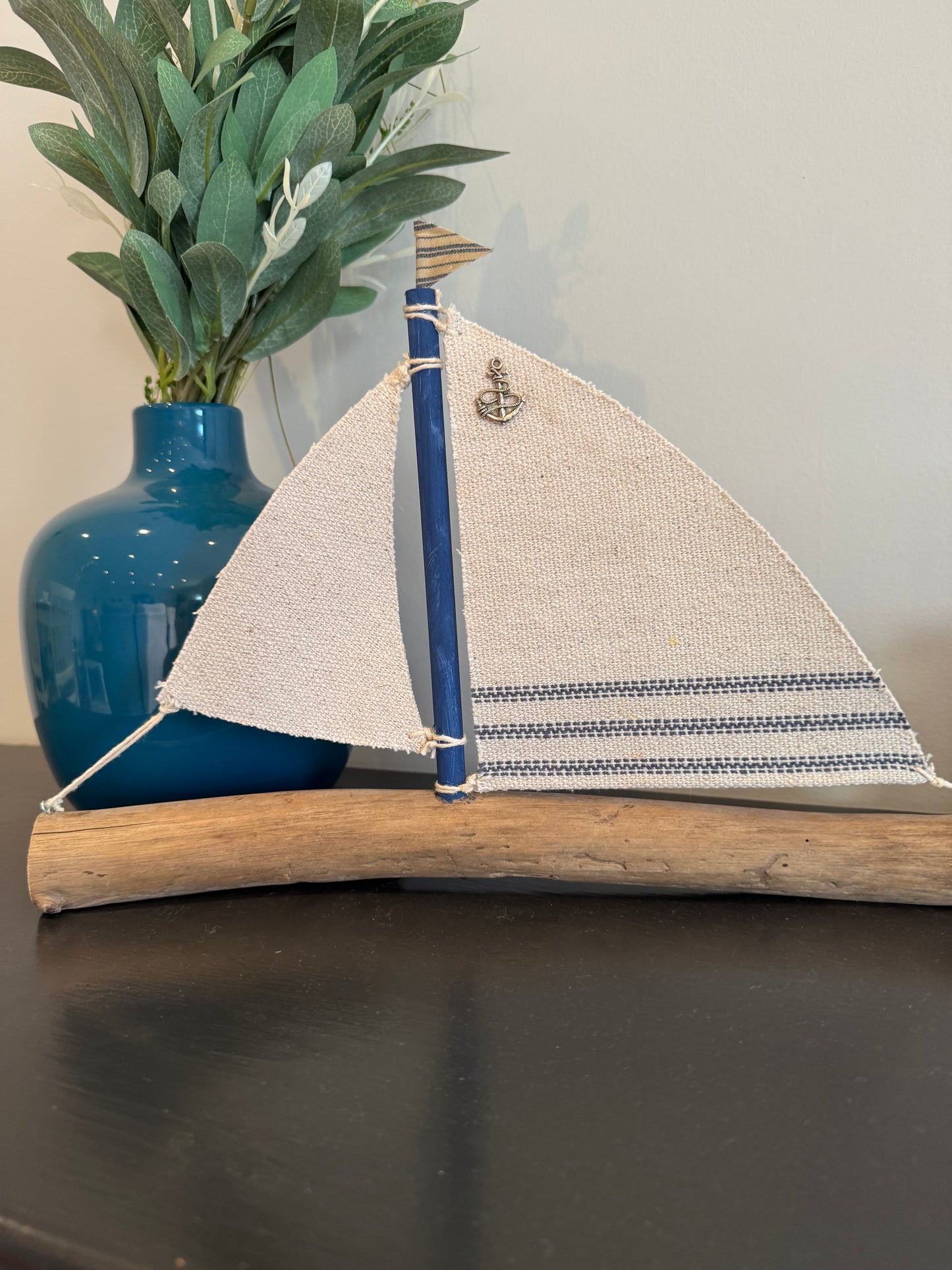 Amish Handmade Driftwood Sailboat Decor | Coastal Nautical Home Accent | Beach House Rustic Wood Boat | Lake House Shelf Decor | Unique Gift