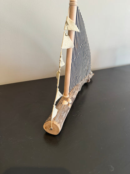 Amish Handmade Driftwood Sailboat Decor | Coastal Nautical Home Accent | Beach House Rustic Wood Boat | Lake House Shelf Decor | Unique Gift