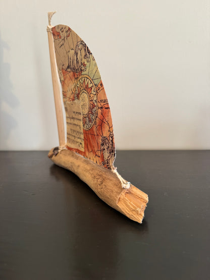 Amish Handmade Driftwood Sailboat Decor | Coastal Nautical Home Accent | Beach House Rustic Wood Boat | Lake House Shelf Decor | Unique Gift