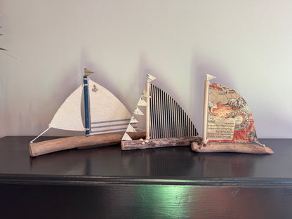 Amish Handmade Driftwood Sailboat Decor | Coastal Nautical Home Accent | Beach House Rustic Wood Boat | Lake House Shelf Decor | Unique Gift