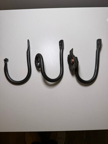 Hand-Forged Steel Curtain Tie Backs (Set of 2) 3 styles | Amish Blacksmith Made | Rustic Farm Style