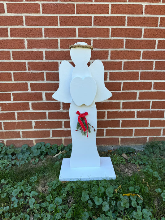 Christmas Angel w/ Stand– Wooden Angel w/ Wings– Holiday Art, Christian Art, Winter Decor, Indoor-Outdoor Christmas Decoration, Gift for Her
