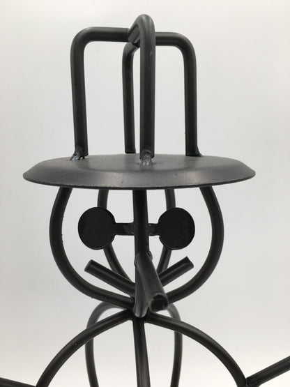 Black Wrought Iron Metal Snowman Candle Holder - small & large - Amish made