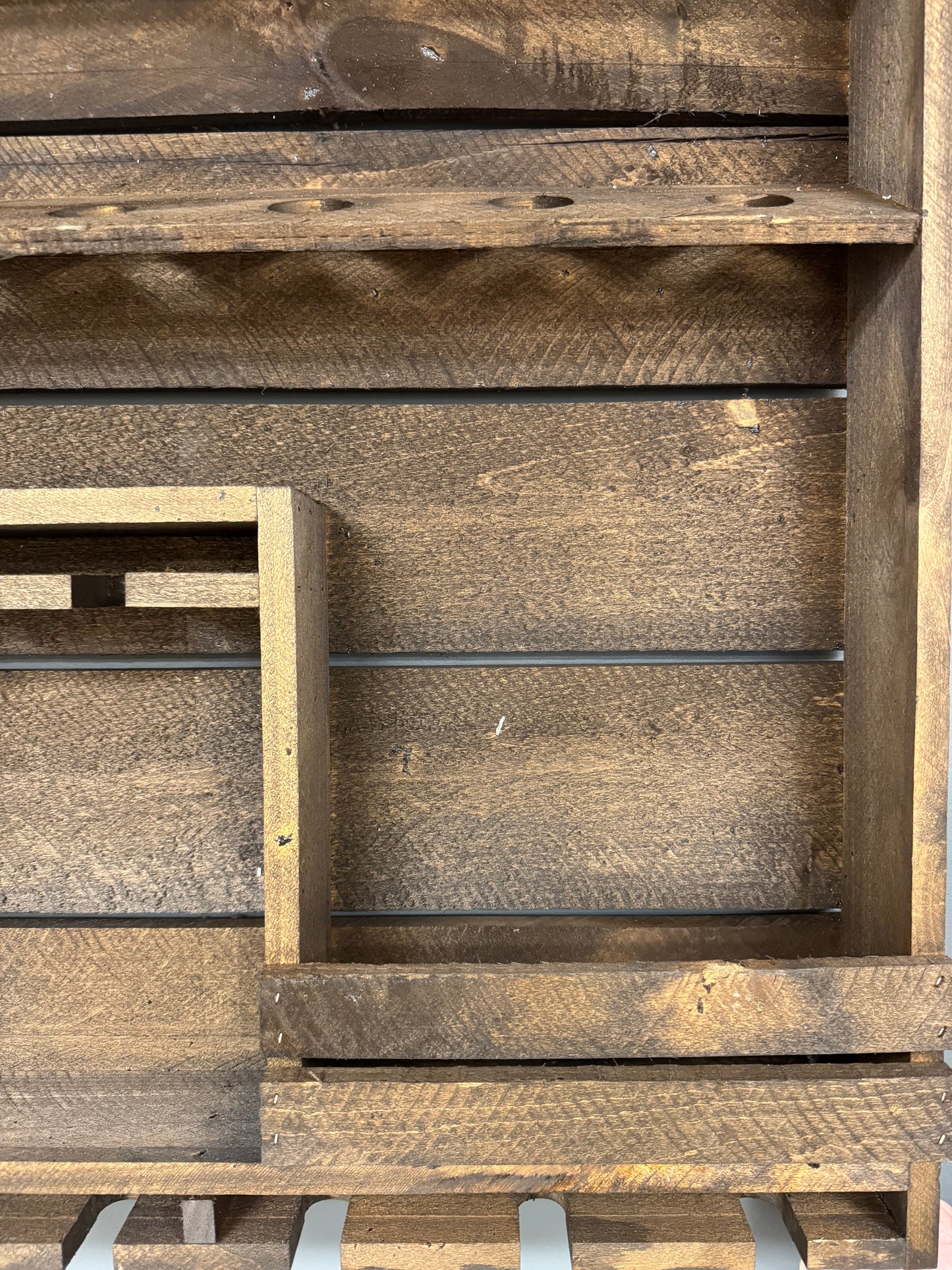 Wooden Wine Rack- 9 Bottle Wine Bar with 9 Glass Holder- Amish Made