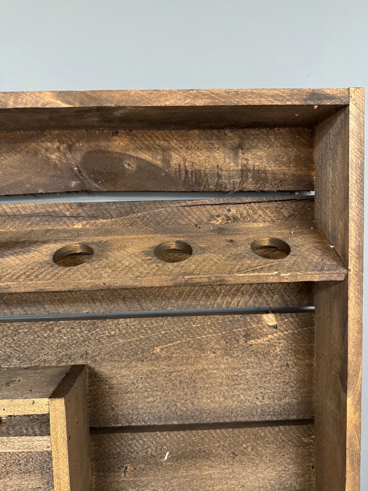Wooden Wine Rack- 9 Bottle Wine Bar with 9 Glass Holder- Amish Made