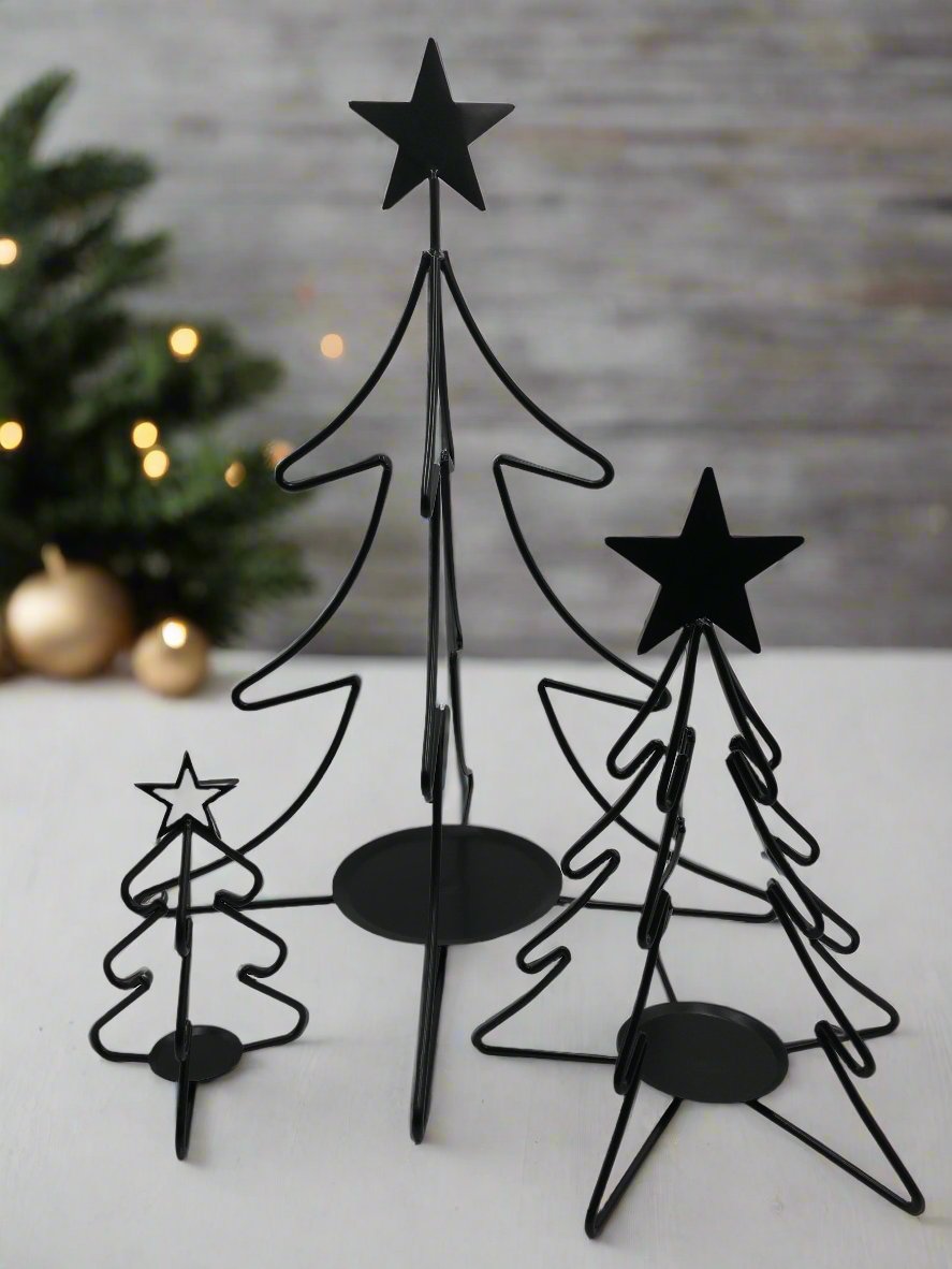 Black Wrought Iron Metal Christmas Tree - 3 Sizes - Amish Handmade