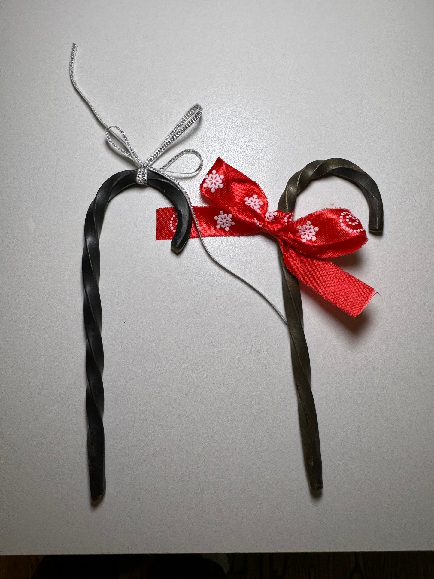 Hand-Forged Steel Candy Cane Ornaments by Amish Blacksmith - Rustic Charm for Farm, Ranch, Barn, Homestead, or Christmas Holiday Decor
