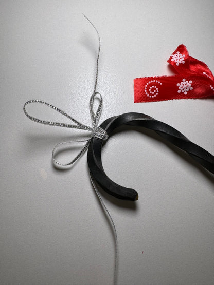 Hand-Forged Steel Candy Cane Ornaments by Amish Blacksmith - Rustic Charm for Farm, Ranch, Barn, Homestead, or Christmas Holiday Decor