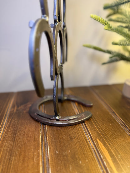 Hand-Forged Steel Christmas Tree by Amish Blacksmith - Horseshoe Accent, Rustic Charm for Farm, Ranch, Barn, or Homestead Holiday Decor