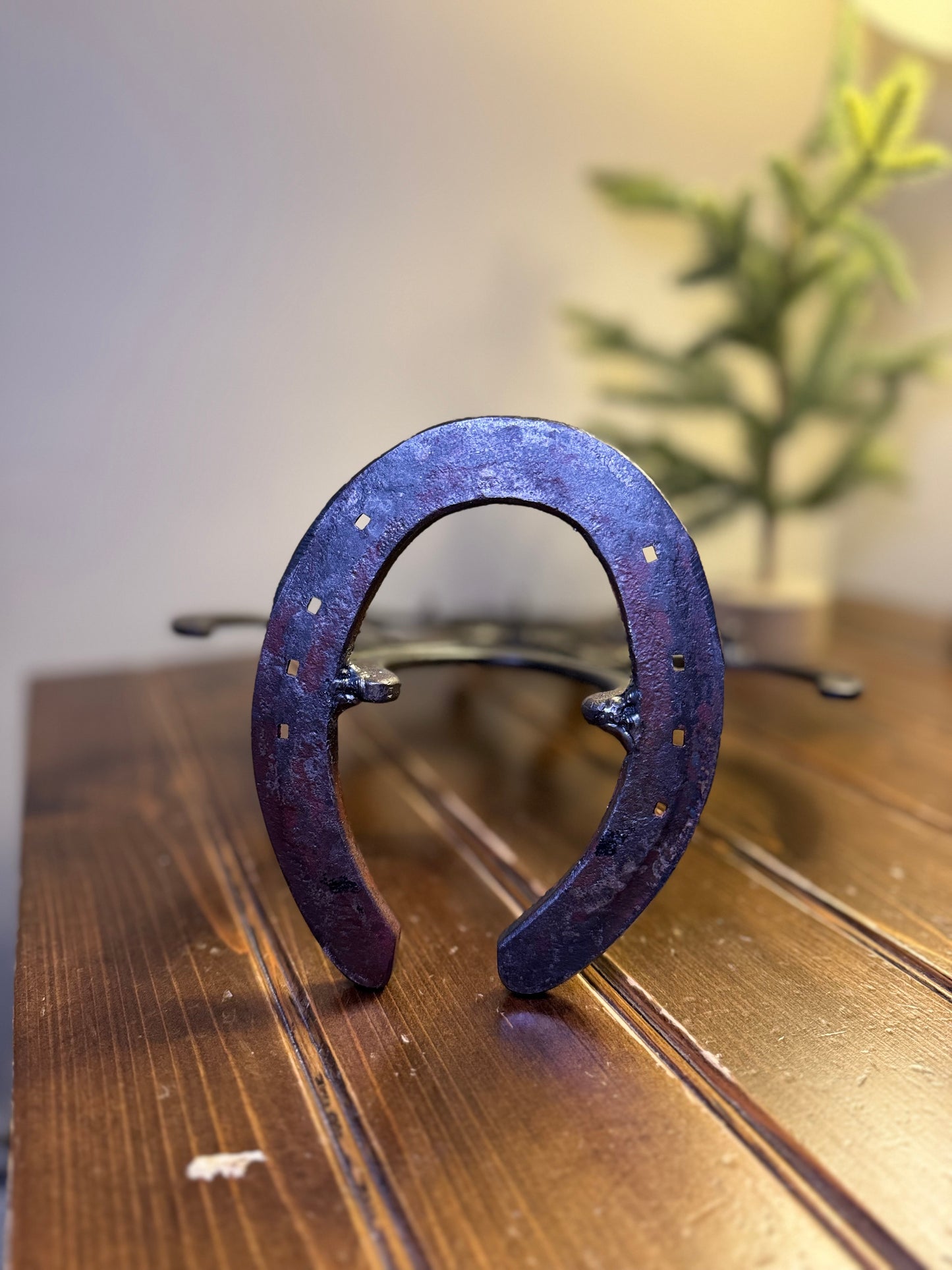 Hand-Forged Steel Christmas Tree by Amish Blacksmith - Horseshoe Accent, Rustic Charm for Farm, Ranch, Barn, or Homestead Holiday Decor