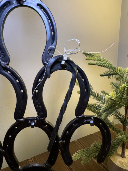 Hand-Forged Steel Christmas Tree by Amish Blacksmith - Horseshoe Accent, Rustic Charm for Farm, Ranch, Barn, or Homestead Holiday Decor