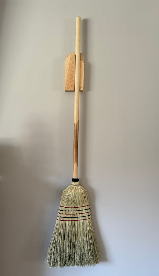 Wall Mount Broom Holder - Handcrafted Corn Broom Storage for Farmhouse & Rustic Home | Laundry Room and Kitchen Organization | Made in USA