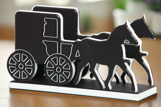 Amish Made Poly wood Horse & Buggy Napkin Holder - Handcrafted Table Decor, Durable Kitchen Accessory for Horse Lovers - Country Home Style