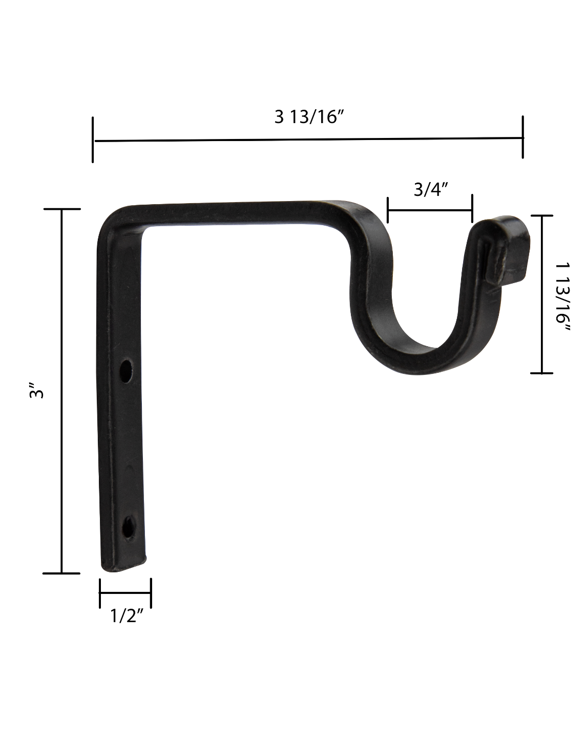 Wrought Iron Single Curtain Rod hook (Set of 2)- Amish Made