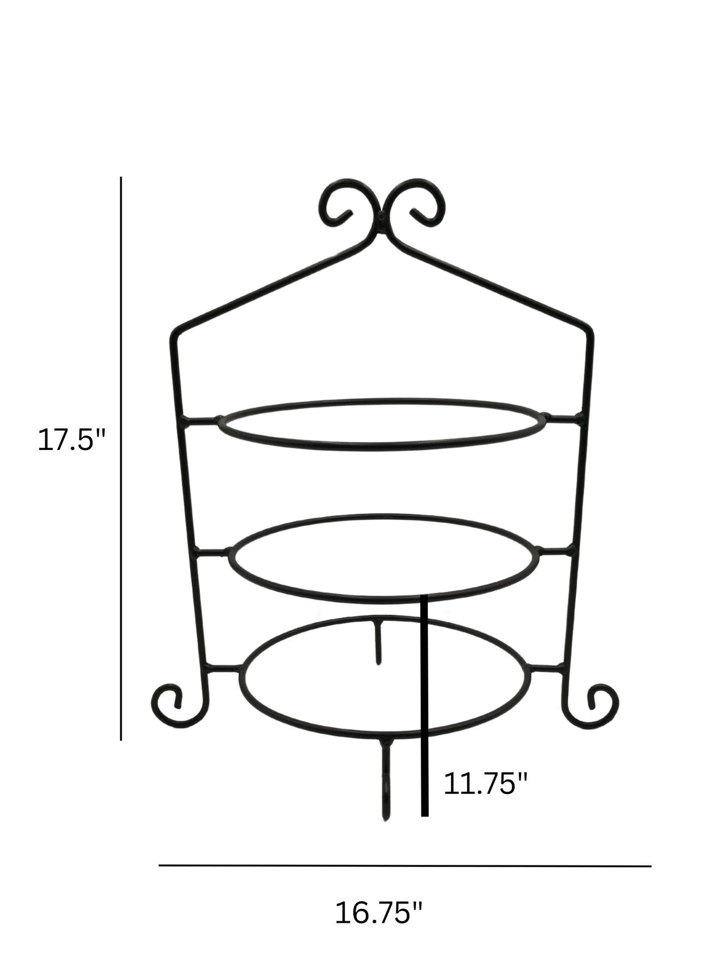 3 Tier Wrought Iron Pie Plate Holder - Holds standard 9" pie plates - Amish Made