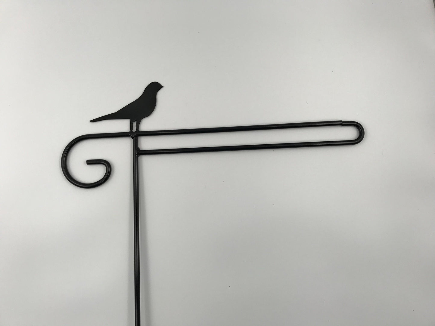 Amish Handmade Wrought Iron Bird Flag Holder - Heavy Duty - Holds 13" flag - 36" above the ground