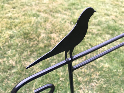 Amish Handmade Wrought Iron Bird Flag Holder - Heavy Duty - Holds 13" flag - 36" above the ground