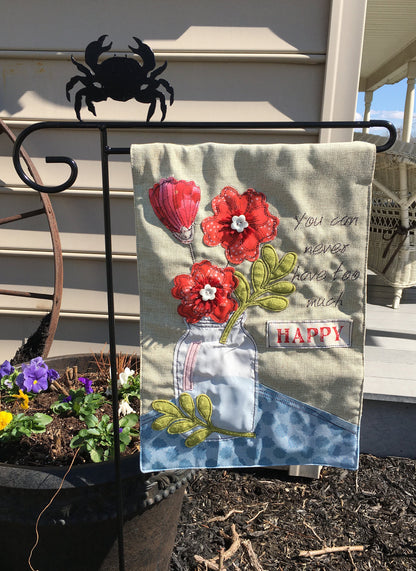 Crab Garden Flag Holder Stand - Heavy Duty Black Wrought Iron - Wind Resistant - Powder Coated - Amish made