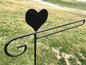 Heart Flag Holder Stand - Heavy Duty Black Wrought Iron - Powder coated - 36" above ground - Amish made