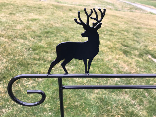 Buck Flag Holder stand - Made from Heavy Duty Wrought Iron - 36" above ground - Garden Decoration