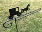 Horse & Buggy Flag Holder Stand - Powder Coated Wrought Iron - Amish made