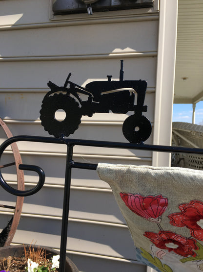 Farm Tractor Flag Holder Stand - Heavy Duty Black Wrought Iron - Powder Coated