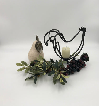 Wrought Iron Rooster Candle Holder - Small and Large- Amish Handmade