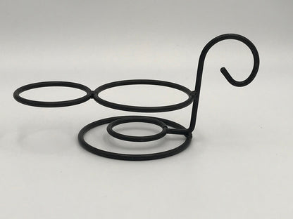 Amish Handmade Black Wrought Iron Jar Candle Stand & Lid Holder