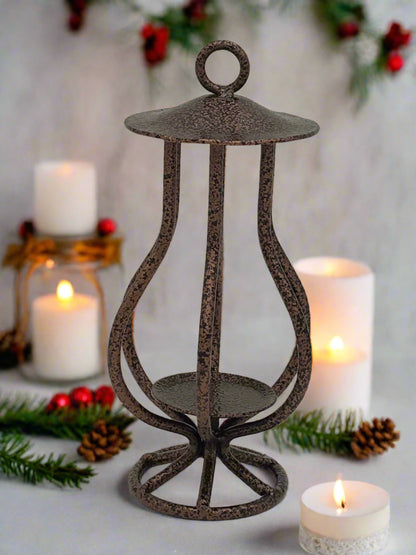 Wrought Iron Lantern Tea Light Holder Copper Powder Coated- Amish Made