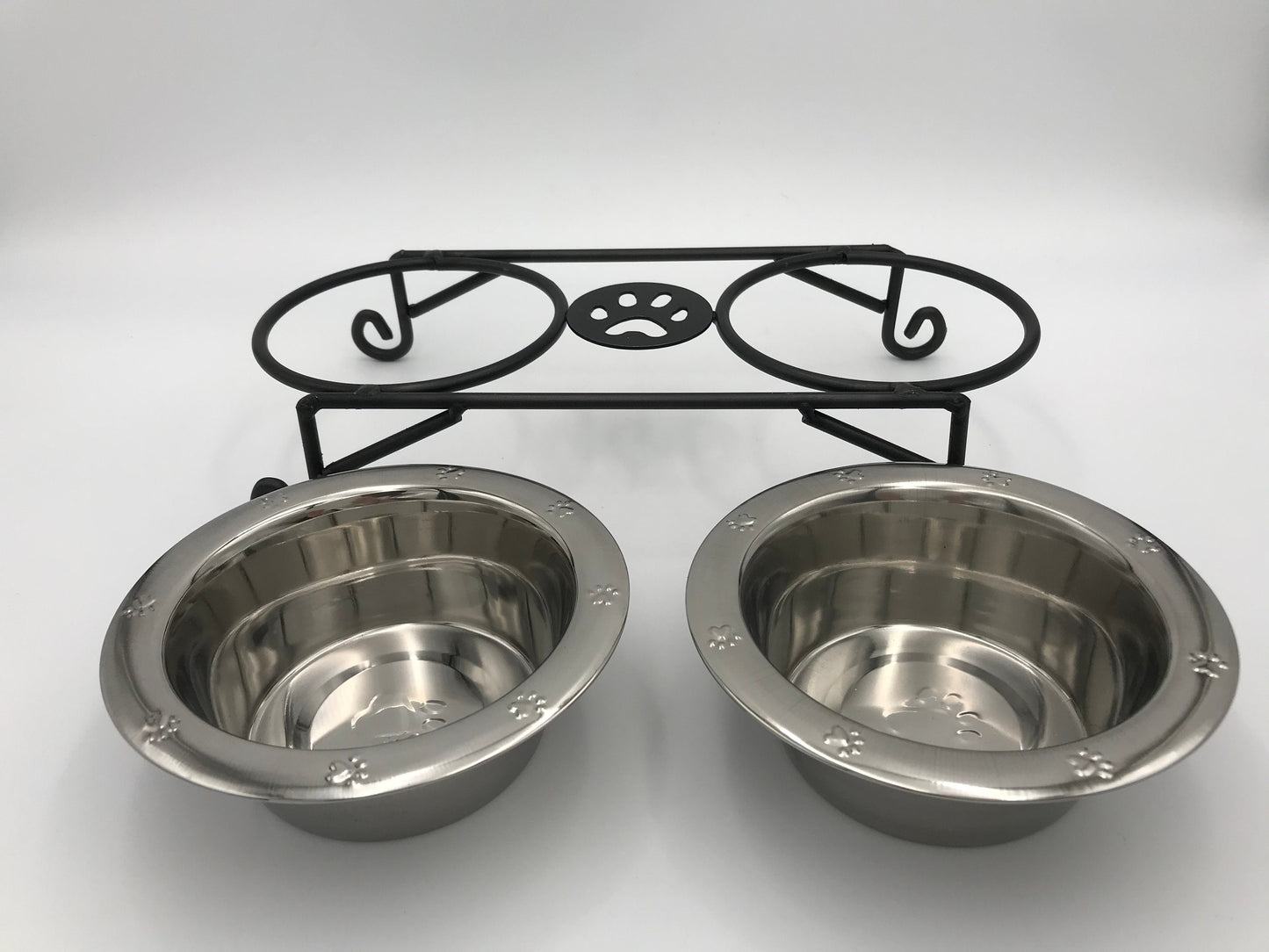 Wrought Iron Pet Feeder Double Bowl Powder Coated- Amish Made