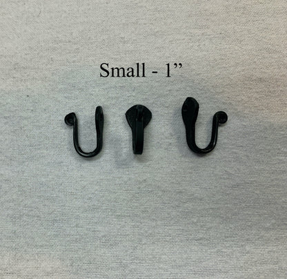 Wrought iron nail hooks - black hardware - small & large - Amish made