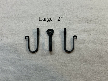 Wrought iron nail hooks - black hardware - small & large - Amish made