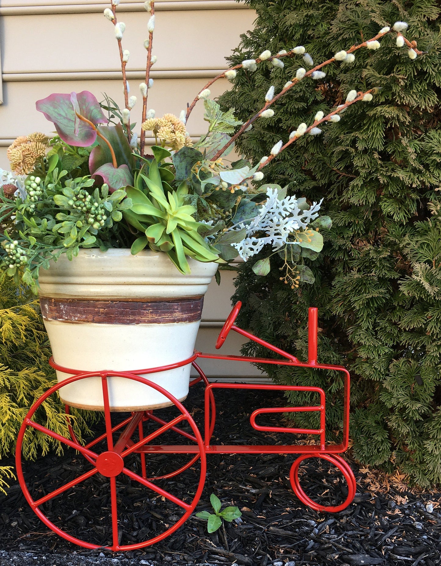 Tractor Flower planter - John Deere Green, CNH Case International Red, New Holland Blue - Powder Coated - amish made