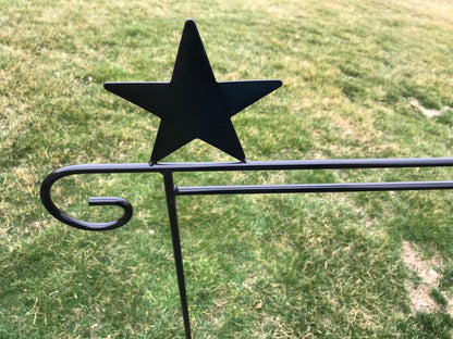 Star Garden Flag Holder Hook Stand- Heavy Duty- Amish Handmade