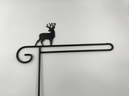 Buck Flag Holder stand - Made from Heavy Duty Wrought Iron - 36" above ground - Garden Decoration