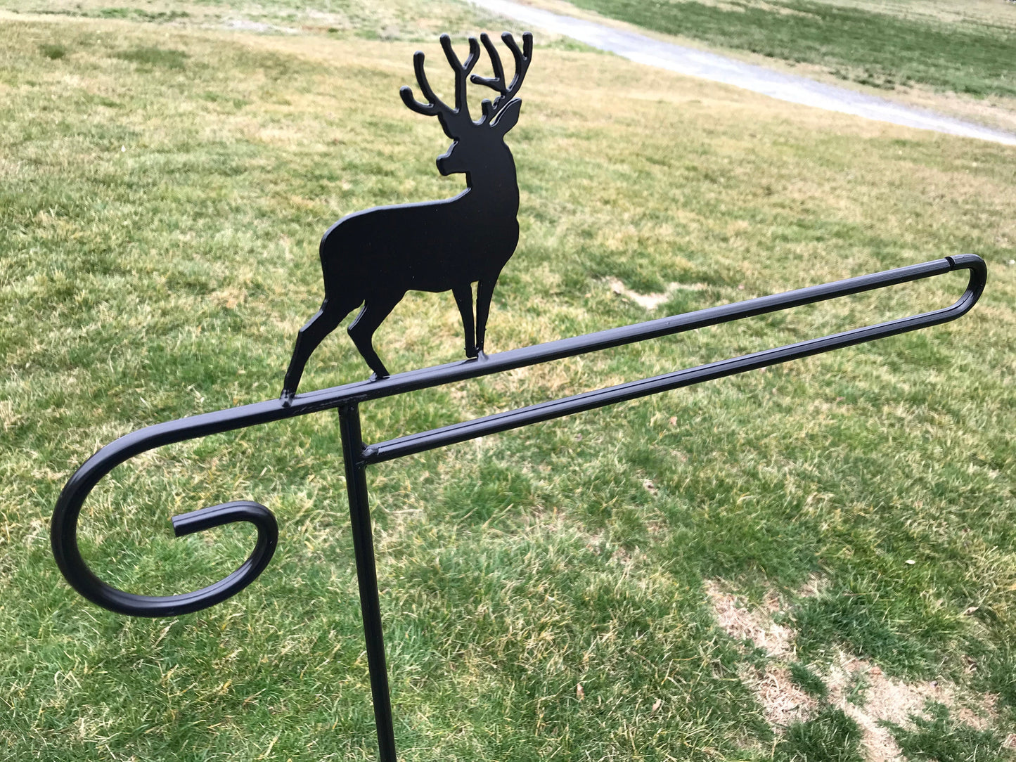 Buck Flag Holder stand - Made from Heavy Duty Wrought Iron - 36" above ground - Garden Decoration