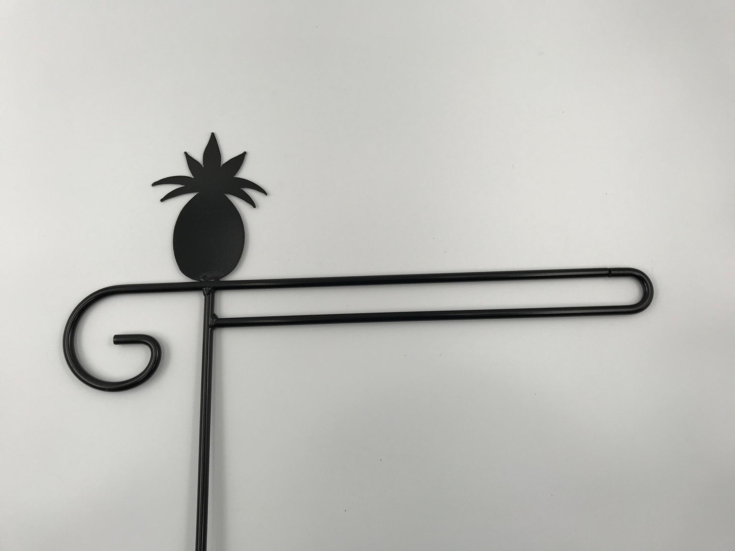 Pineapple Flag Holder Stand - Heavy Duty Black Wrought Iron - Powder Coated - Amish made