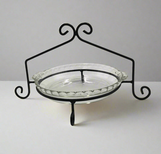 Black Wrought Iron Single Pie Plate holder stand - Holds standard 9" pie plate