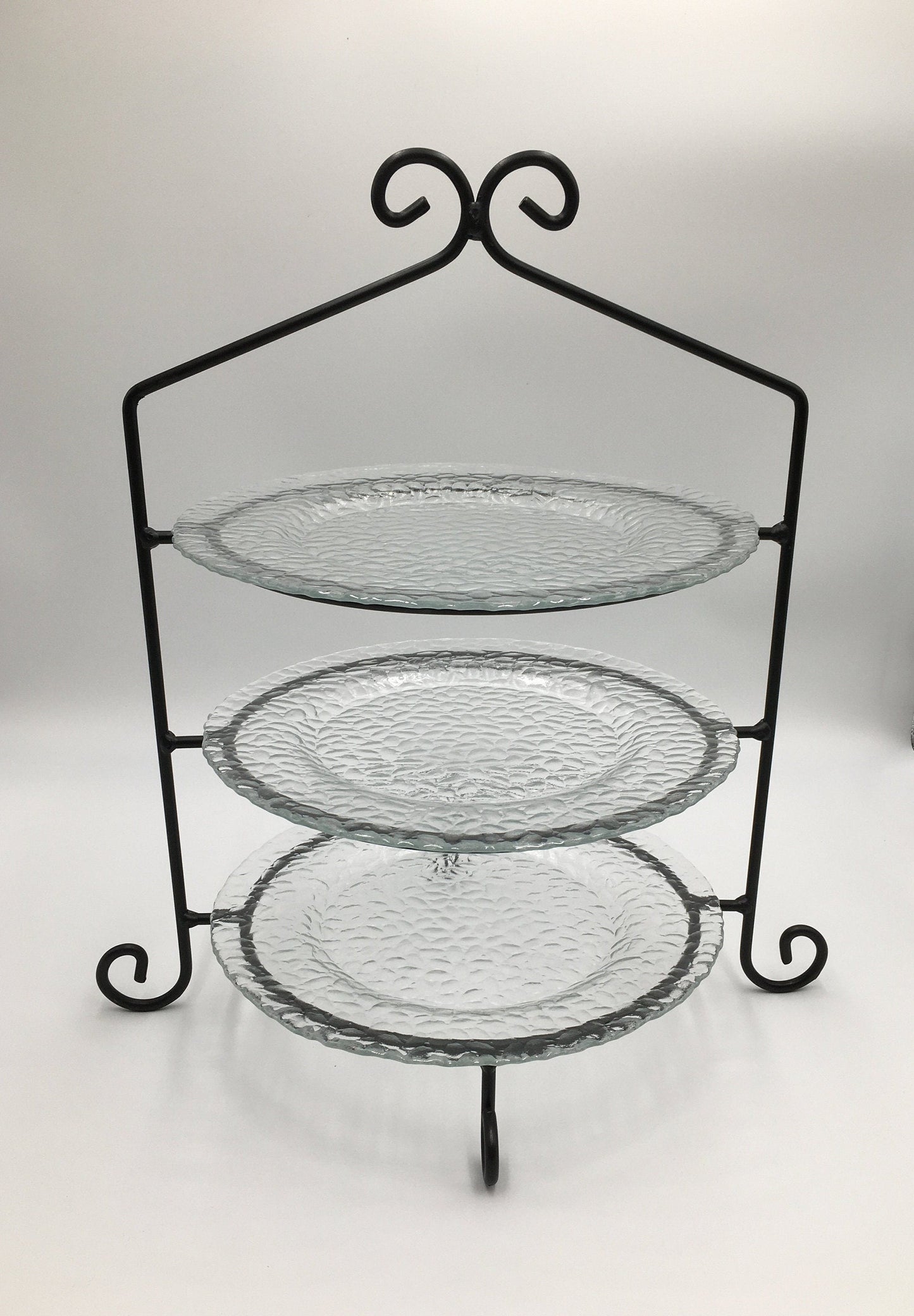 3 Tier Wrought Iron Pie Plate Holder - Holds standard 9" pie plates - Amish Made