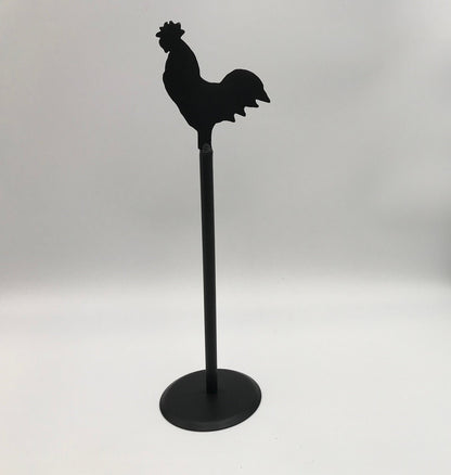 Rooster Paper Towel Holder - Wrought Iron - 16" high - Amish made