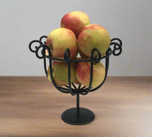 Black Wrought Iron Fruit Basket Stand - Amish made