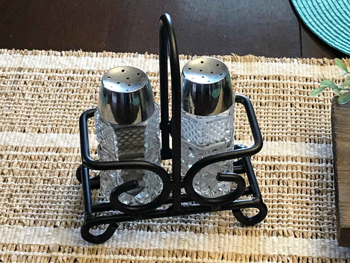 Wrought Iron Salt & Pepper Shaker Holder - Amish Made