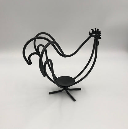 Wrought Iron Rooster Candle Holder - Small and Large- Amish Handmade