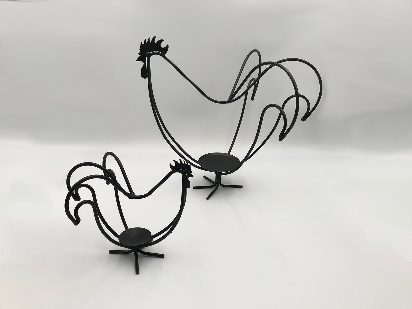 Wrought Iron Rooster Candle Holder - Small and Large- Amish Handmade