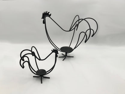 Wrought Iron Rooster Candle Holder - Small and Large- Amish Handmade