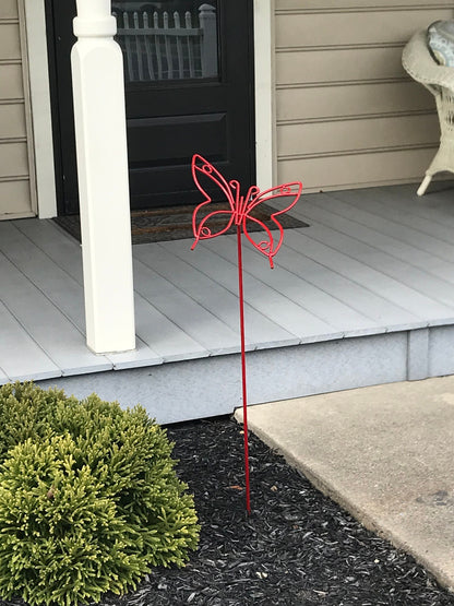 Butterfly Lawn Ornament - Powder Coated in Yellow, Blue, Purple, Red, Orange - Amish Made