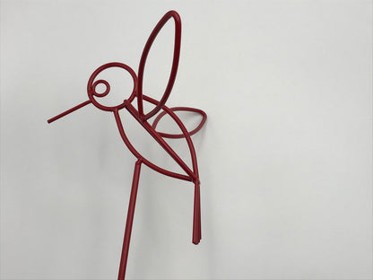 Hummingbird Lawn Ornament - Powder Coated in Red or Yellow - Amish made from wrought iron